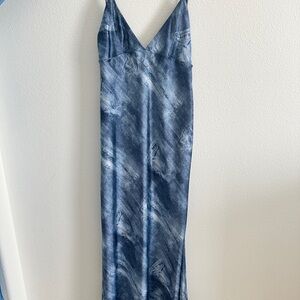 Zara Blue and White Denim-Trim Top